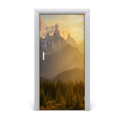 Vinilo para puerta Puesta del sol monte