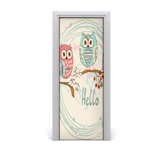 Vinilo para puerta Pared búhos