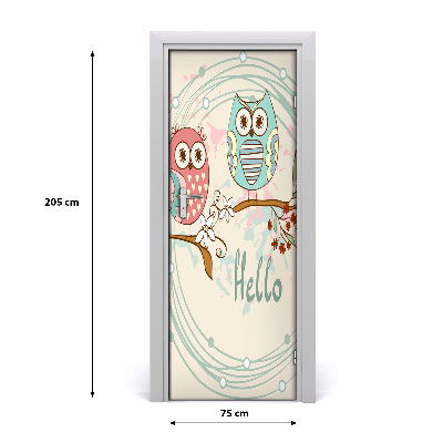 Vinilo para puerta Pared búhos