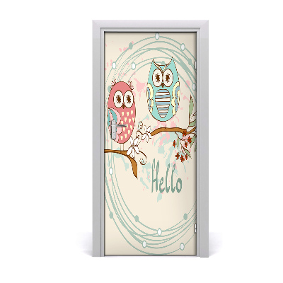 Vinilo para puerta Pared búhos