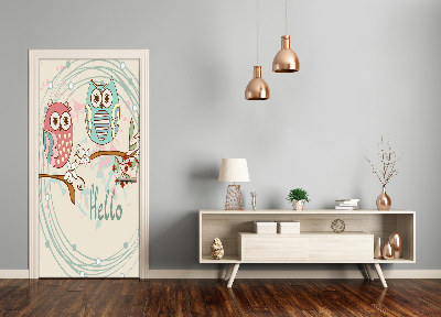Vinilo para puerta Pared búhos