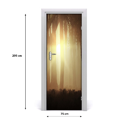Vinilo para puerta Con la niebla en el bosque