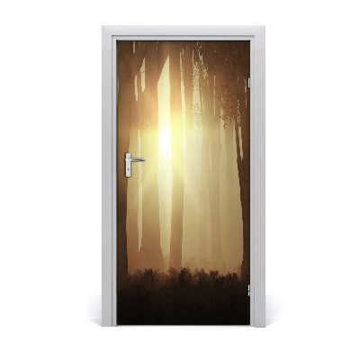 Vinilo para puerta Con la niebla en el bosque
