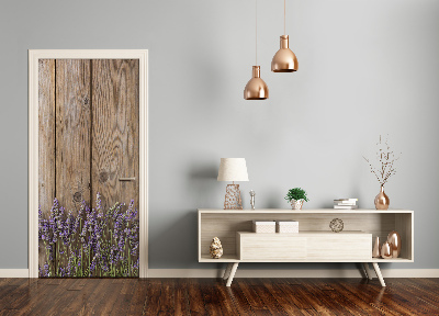 Vinilo para puerta Lavanda en madera