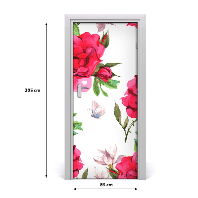 Lámina adhesiva de puerta Rosas rojas