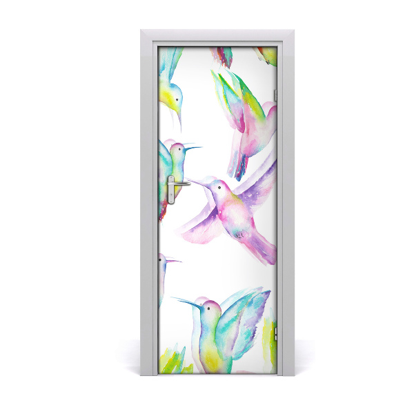 Vinilo para puerta Colibrís de colores