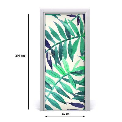 Lámina adhesiva de puerta Hojas tropicales