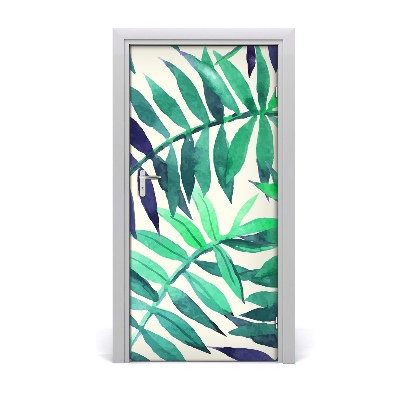 Lámina adhesiva de puerta Hojas tropicales