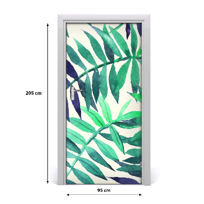 Lámina adhesiva de puerta Hojas tropicales