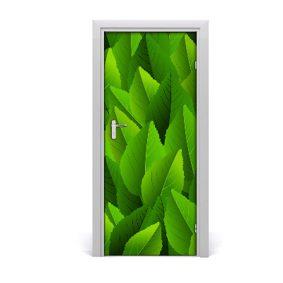 Lámina adhesiva de puerta Hojas verdes