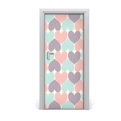 Vinilo para puerta Corazones de colores