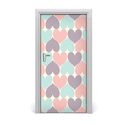 Vinilo para puerta Corazones de colores