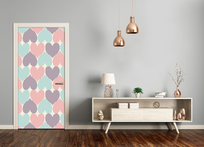 Vinilo para puerta Corazones de colores