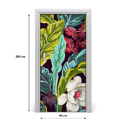 Lámina adhesiva de puerta Flores tropicales