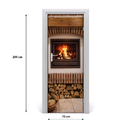 Vinilo para puerta Para casa chimenea