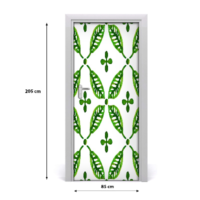 Lámina adhesiva de puerta Hojas verdes