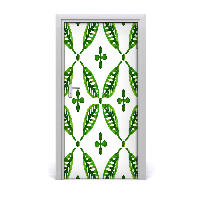 Lámina adhesiva de puerta Hojas verdes