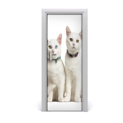 Vinilo para puerta Dos gatos blancos