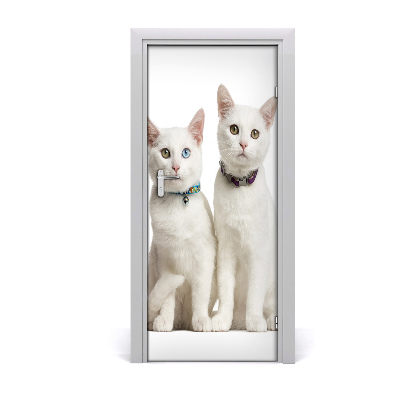 Vinilo para puerta Dos gatos blancos