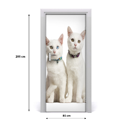 Vinilo para puerta Dos gatos blancos