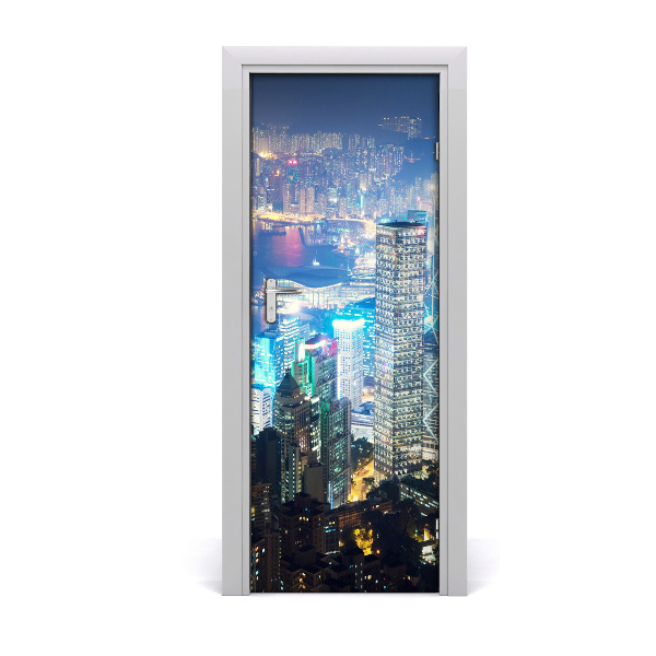 Pegatina para puerta Hong-kong de noche