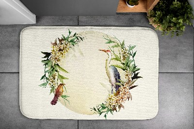 Alfombras baño Composición flores pájaros