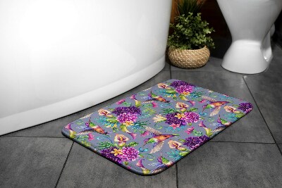 Alfombrilla de baño Flores pájaros