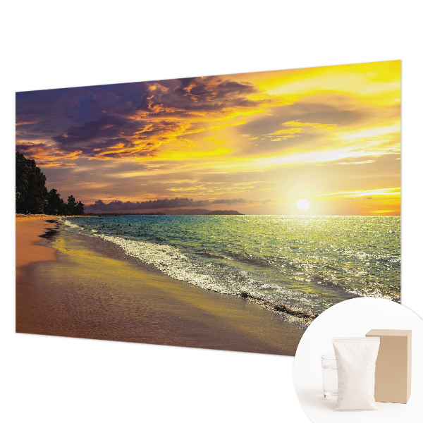 Mural de pared con estampado hermoso con diseño de playa al atardecer