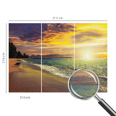 Mural de pared con estampado hermoso con diseño de playa al atardecer