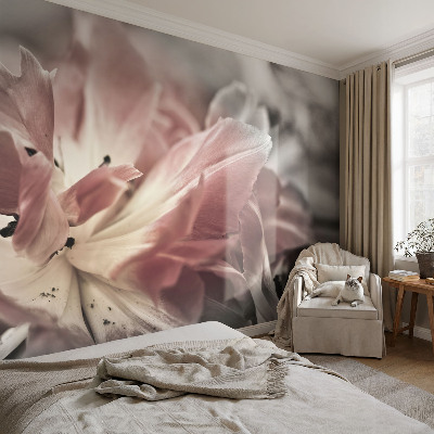 Mural decorativo con diseño de flores en tonos pastel