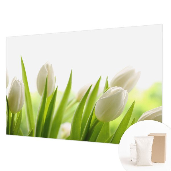 Fotomural decorativo para cabecero de cama con diseño de tulipanes blancos