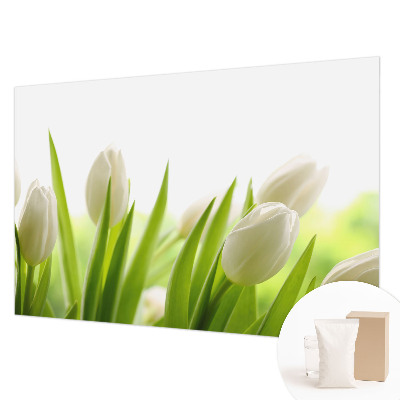 Fotomural decorativo para cabecero de cama con diseño de tulipanes blancos