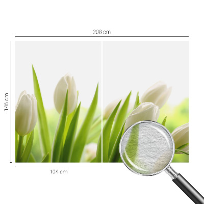 Fotomural decorativo para cabecero de cama con diseño de tulipanes blancos