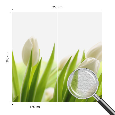 Fotomural decorativo para cabecero de cama con diseño de tulipanes blancos