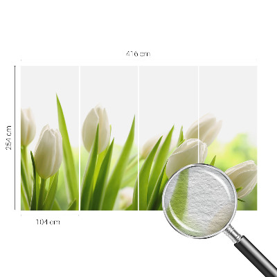 Fotomural decorativo para cabecero de cama con diseño de tulipanes blancos