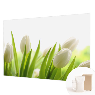 Fotomural decorativo para cabecero de cama con diseño de tulipanes blancos