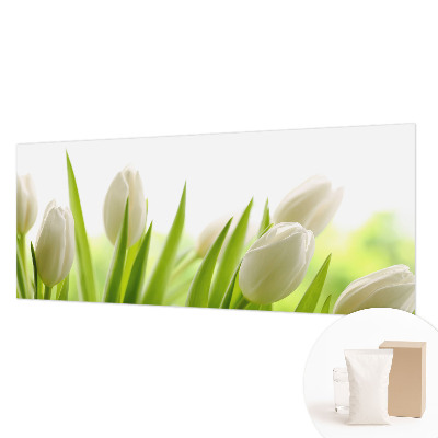 Fotomural decorativo para cabecero de cama con diseño de tulipanes blancos