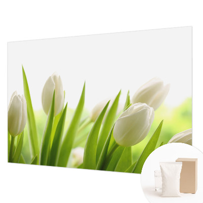 Fotomural decorativo para cabecero de cama con diseño de tulipanes blancos