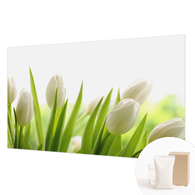 Fotomural decorativo para cabecero de cama con diseño de tulipanes blancos