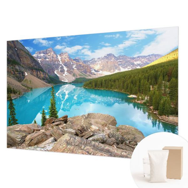 Mural de pared con estampado hermoso con diseño de lago azul