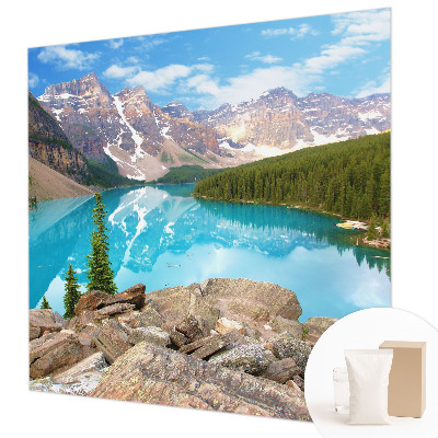 Mural de pared con estampado hermoso con diseño de lago azul