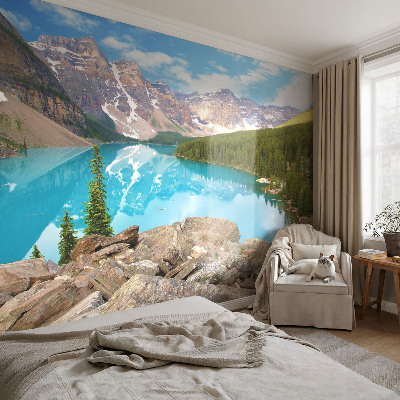 Mural de pared con estampado hermoso con diseño de lago azul