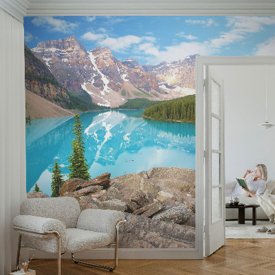 Mural de pared con estampado hermoso con diseño de lago azul