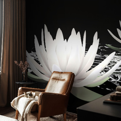 Fotomural decorativo para cabecero de cama con diseño de flores acuáticas
