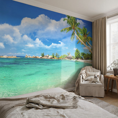 Papel mural texturado decorativo con diseño de paraíso tropical