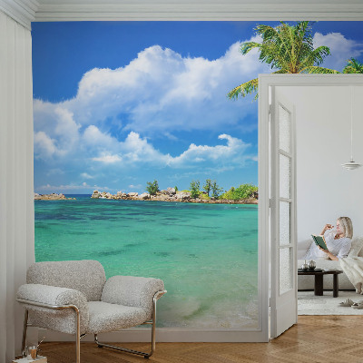 Papel mural texturado decorativo con diseño de paraíso tropical