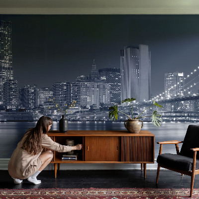 Mural decorativo con diseño de ciudad nocturna