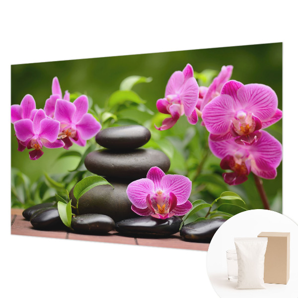 Papel mural con patrón decorativo con motivo de piedras de orquídea