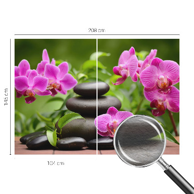 Papel mural con patrón decorativo con motivo de piedras de orquídea