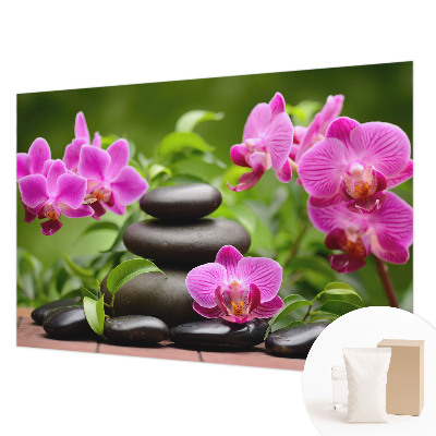 Papel mural con patrón decorativo con motivo de piedras de orquídea